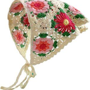Women's Crochet Bandana Hair Scarf Y2k Aesthetic Accessories Knitted Head Kerchi